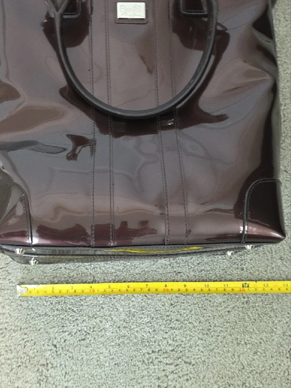 Beijo Patent Laptop Tote in Burgundy